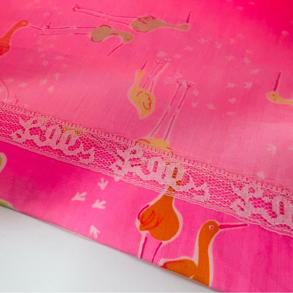 Lilly Pulitzer Pink Yellow Green Beachcomber Bird Print Rare Vintage Skirt - Picture 6 of 13